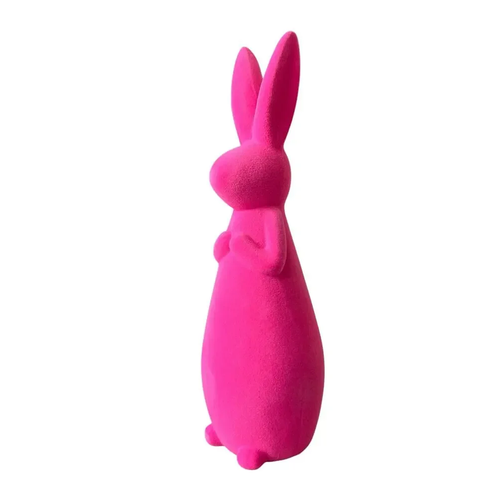 Cynthia Rowley Velvet Bunny Rabbit 12.5in Hot Pink Spring Easter Decor NEW